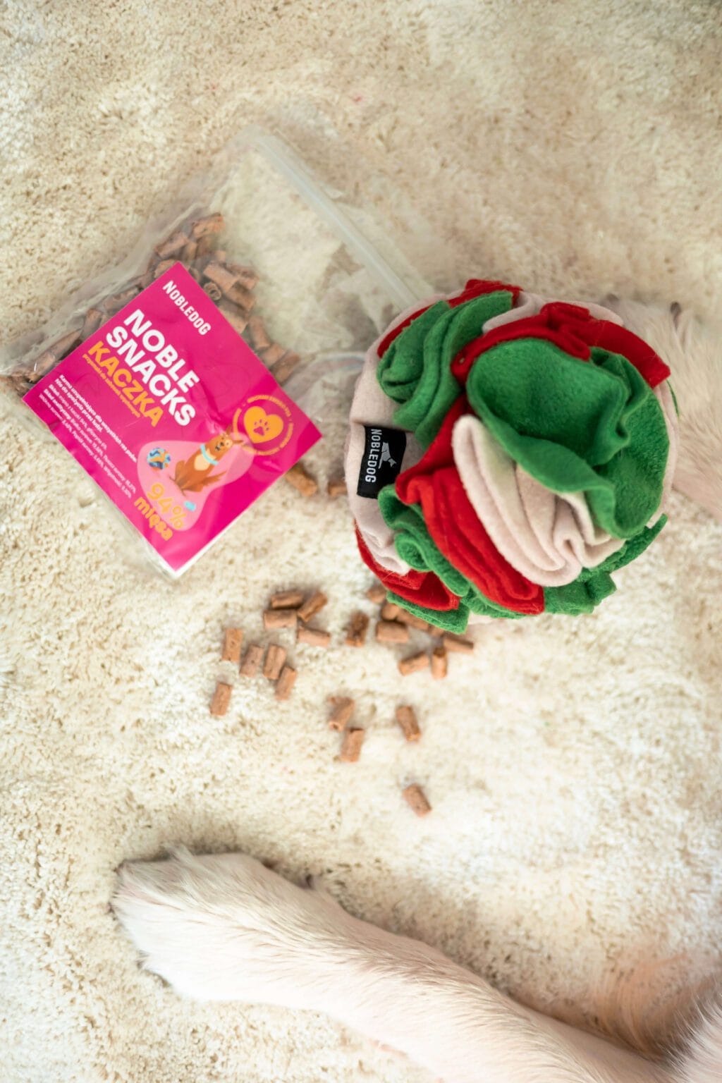 Kula węchowa dla psa ze smaczkami