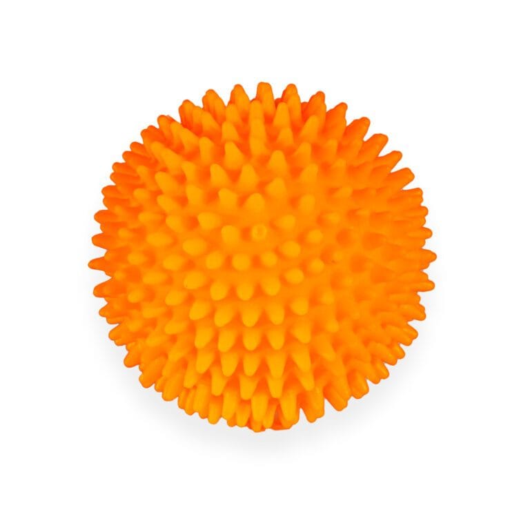 Piłka jeżowa piszcząca 7 cm pomarańczowa