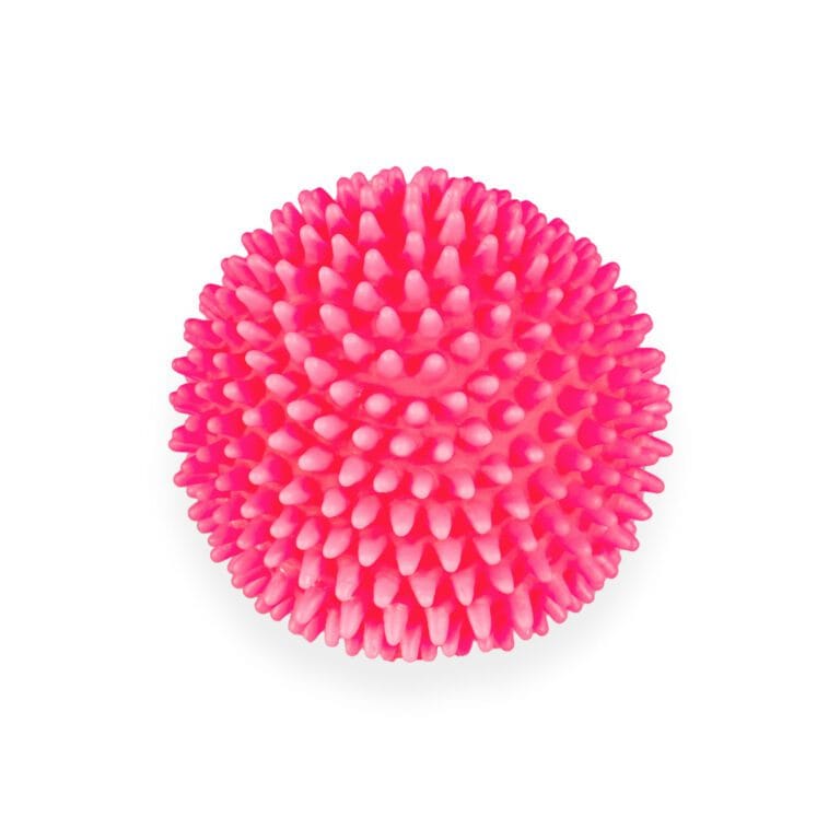 Piłka jeżowa piszcząca 7 cm różowa