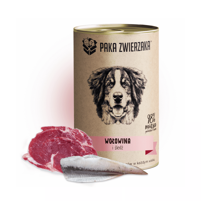 Karma mokra Wołowina i śledź 400g PAKA ZWIERZAKA
