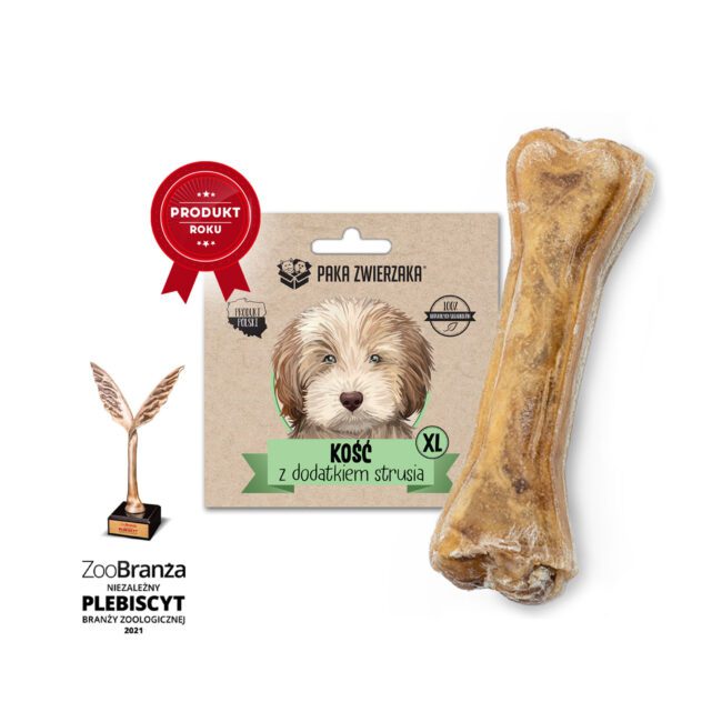 Kość z dodatkiem strusia XL (17 cm) PAKA ZWIERZAKA