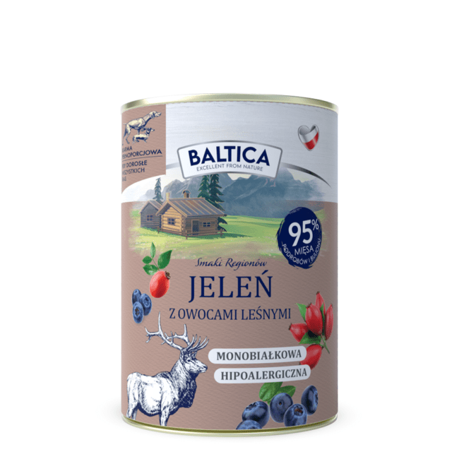 Karma mokra Jeleń z owocami leśnymi Baltica 400g