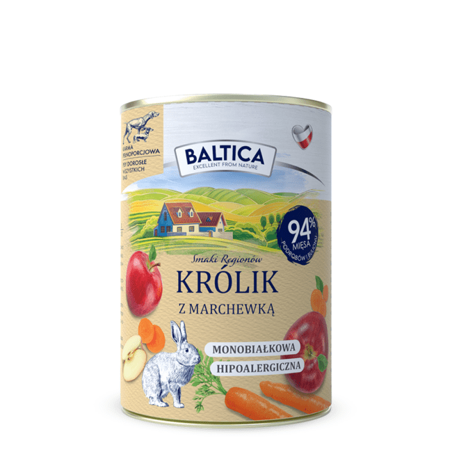 Karma mokra Królik z marchewką Baltica 400g