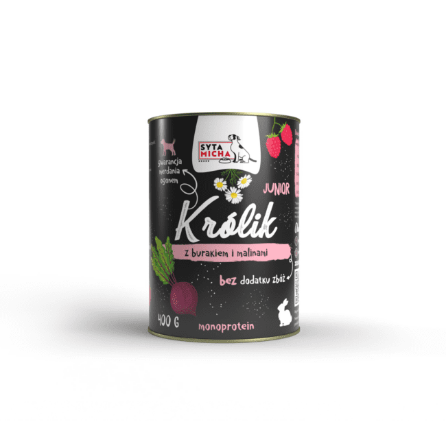 Królik z burakiem i malinami JUNIOR 400g Syta Micha