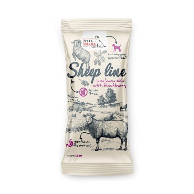 Sheep Line Kość do żucia w skórze łososia 12cm Syta Micha