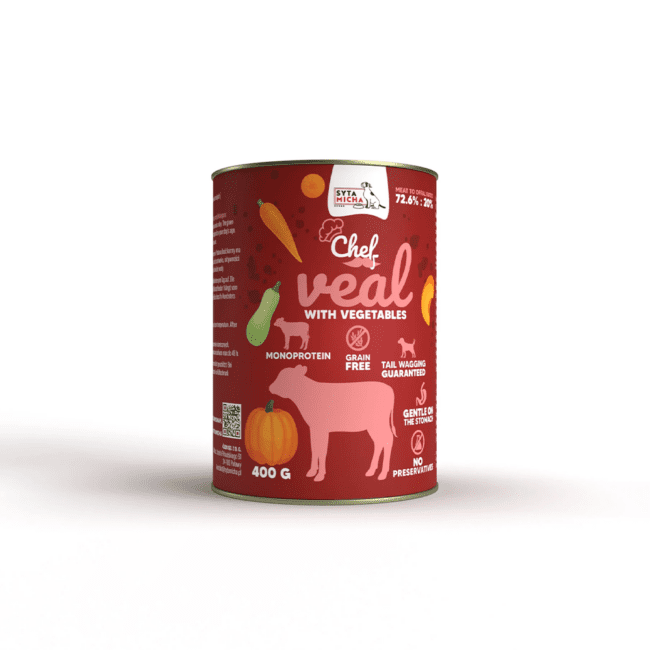 Karma Mokra CHEF Cielęcina z warzywami  400g Syta Micha