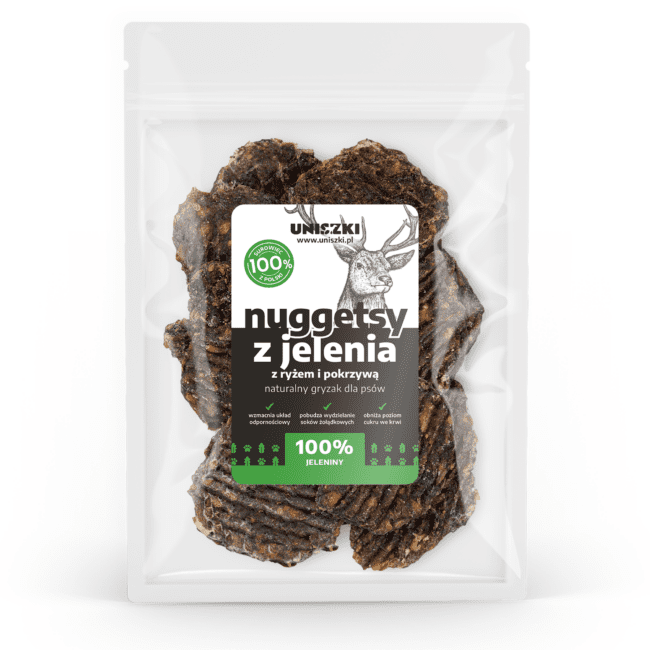 Nuggetsy z jelenia z ryżem i pokrzywą 70g Uniszki