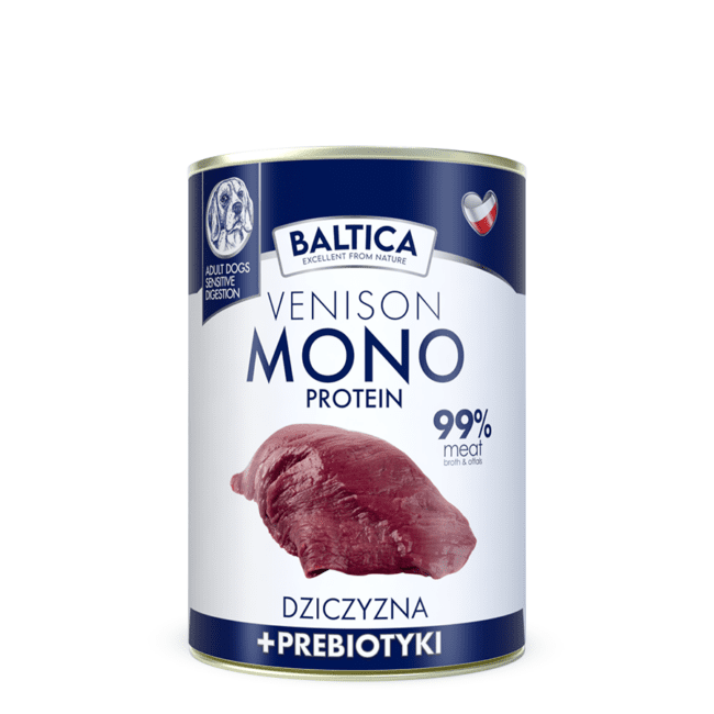Karma mokra Mono dziczyzna z prebiotykami Baltica 400g
