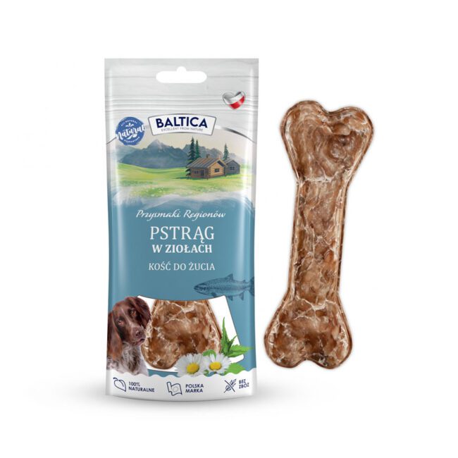 Kość dla psa z pstrągiem w dzikich ziołach Baltica