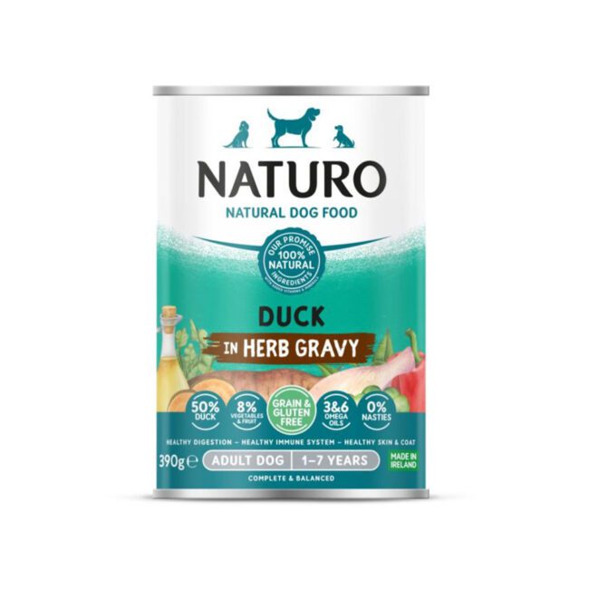 Mokra karma puszka kaczka w ziołowym sosie 390g - NATURO