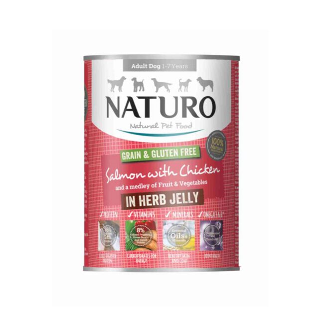 Mokra karma puszka łosoś & kurczak 390g - NATURO