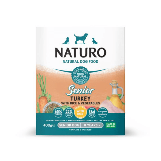Mokra karma dla seniora Indyk z ryżem i warzywami 400g - NATURO