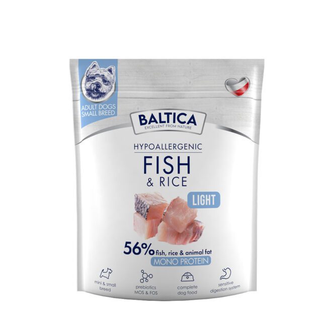 Karma sucha Light z rybą i ryżem dla psów ras małych 1kg Baltica