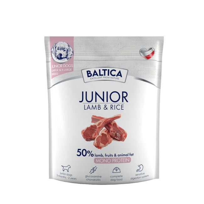 Karma sucha dla szczeniąt ras dużych z jagnięciną i ryżem 1kg Baltica