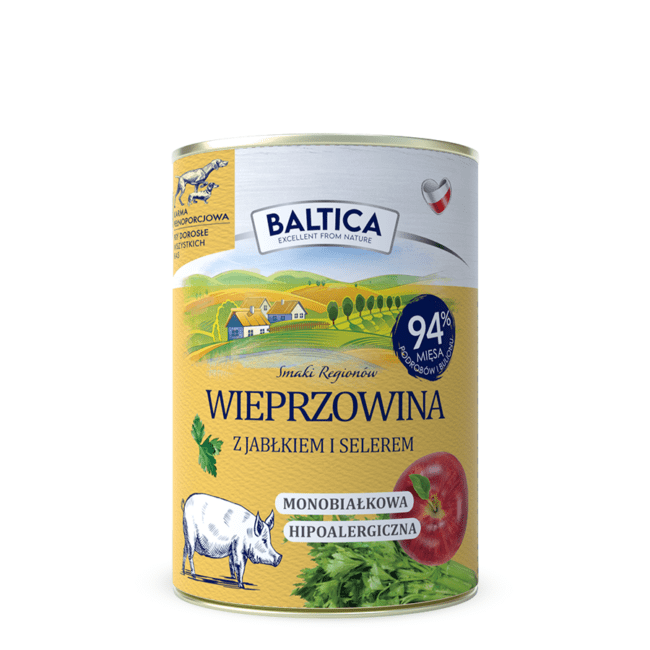 Karma mokra Wieprzowina z jabłkiem Baltica 400g