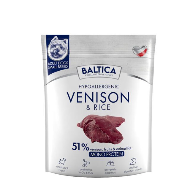 Karma sucha dziczyzną i ryżem dla małych ras 1kg Baltica