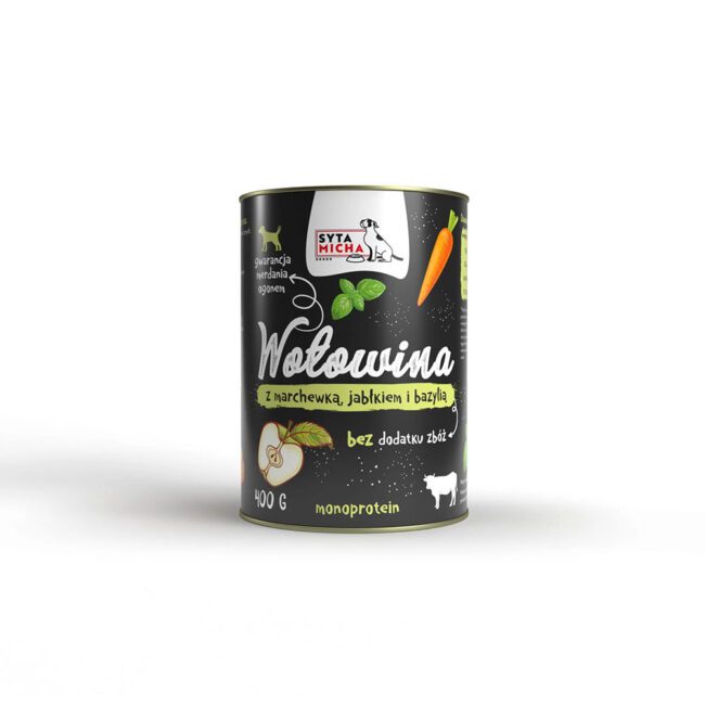 Karma Mokra Wołowina z marchewką i jabłkiem 400g - Syta Micha