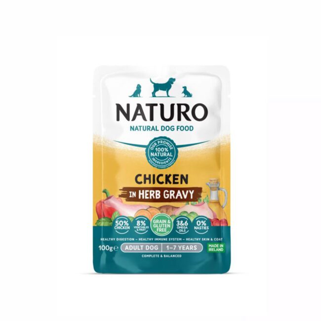 Mokra karma w saszetce Kurczak w ziołowym sosie 100g - NATURO