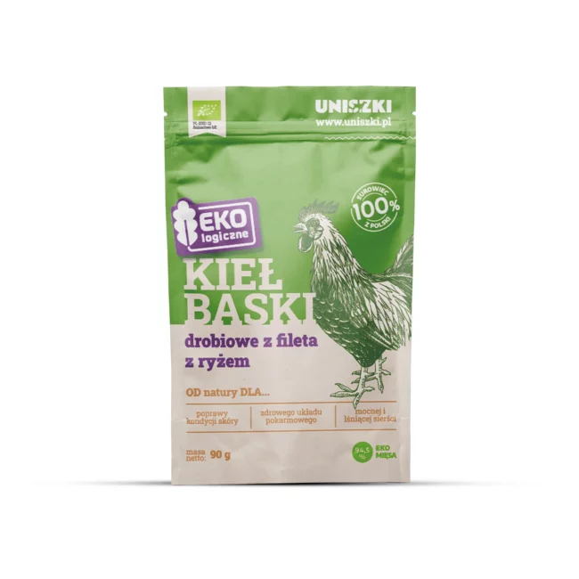 Ekologiczne kiełbaski drobiowe z fileta z ryżem 90g - Uniszki