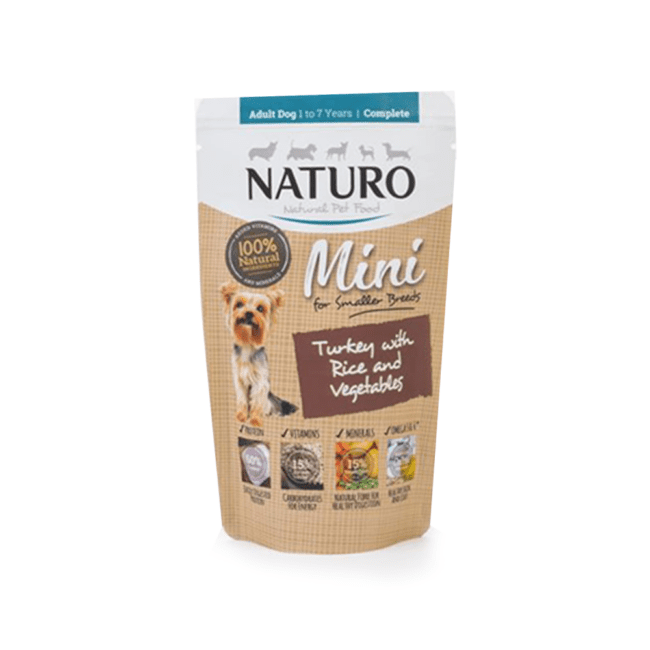 Mokra karma w saszetce indyk dla małych ras 150g - NATURO