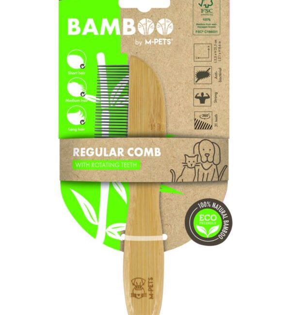 Szczotka do czesania psa - BAMBOO - 31 obrotowych zębów
