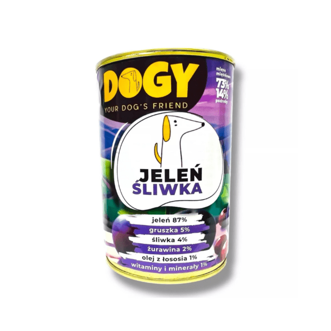 Karma mokra dla psa Jeleń ze Śliwką 400g - DOGY