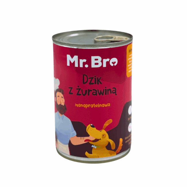 Mokra karma Dzik z Żurawiną 400g Mr. Bro