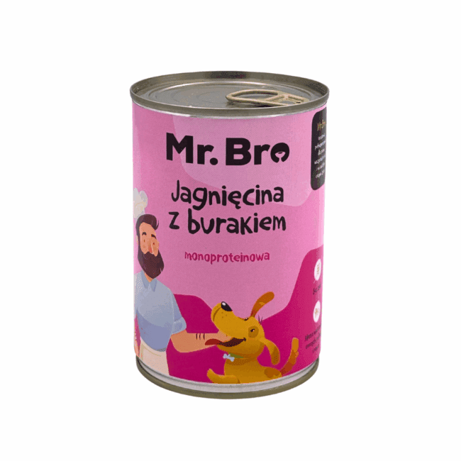 Mokra karma Jagnięcina z Burakiem 400g Mr. Bro