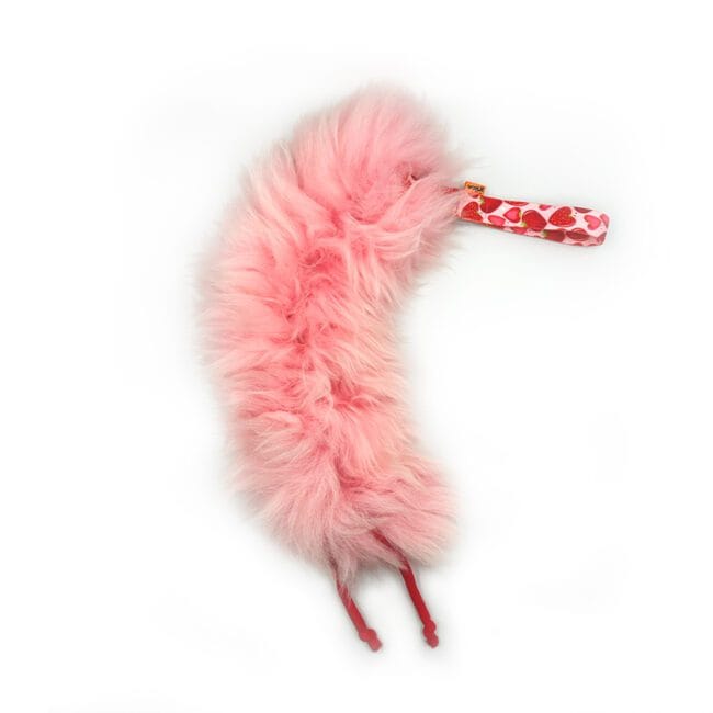 Szarpak z wełny owczej różowy płeciony LOVE - WOOLIE WHILLIE